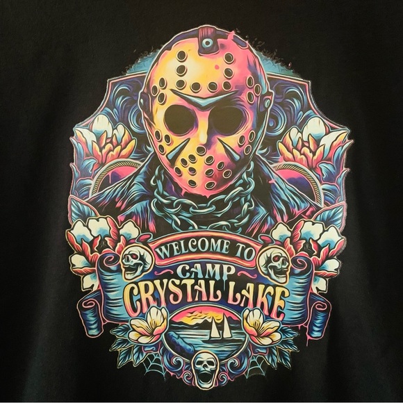 Friday The 13th Jason Shirt, Camp Crystal Lake Tee Shirt Black Size Large unisex - Picture 1 of 4